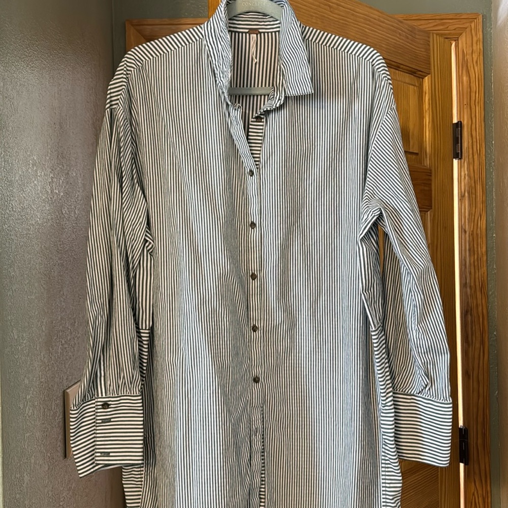 FP green/white shirt dress